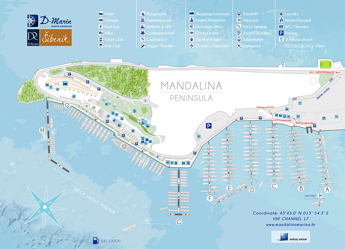 Šibenik Marina Mandalina map  